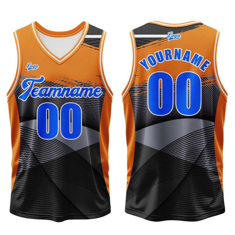 Custom Black Orange Basketball Jersey Uniform Suit Printed Your Logo Name Number
