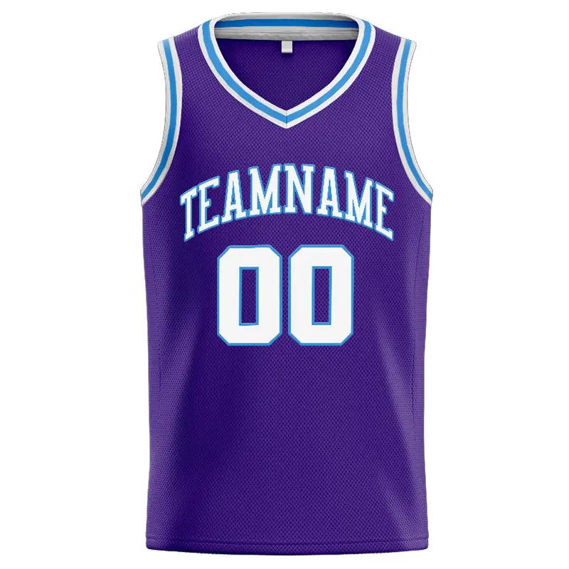 Custom Stitched Basketball Jersey for Men, Women And Kids Purple-White-Light Blue enthsush