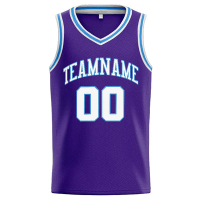 Custom Stitched Basketball Jersey for Men, Women And Kids Purple-White-Light Blue enthsush