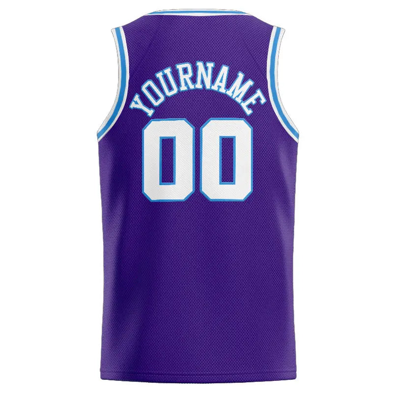 Custom Stitched Basketball Jersey for Men, Women And Kids Purple-White-Light Blue enthsush