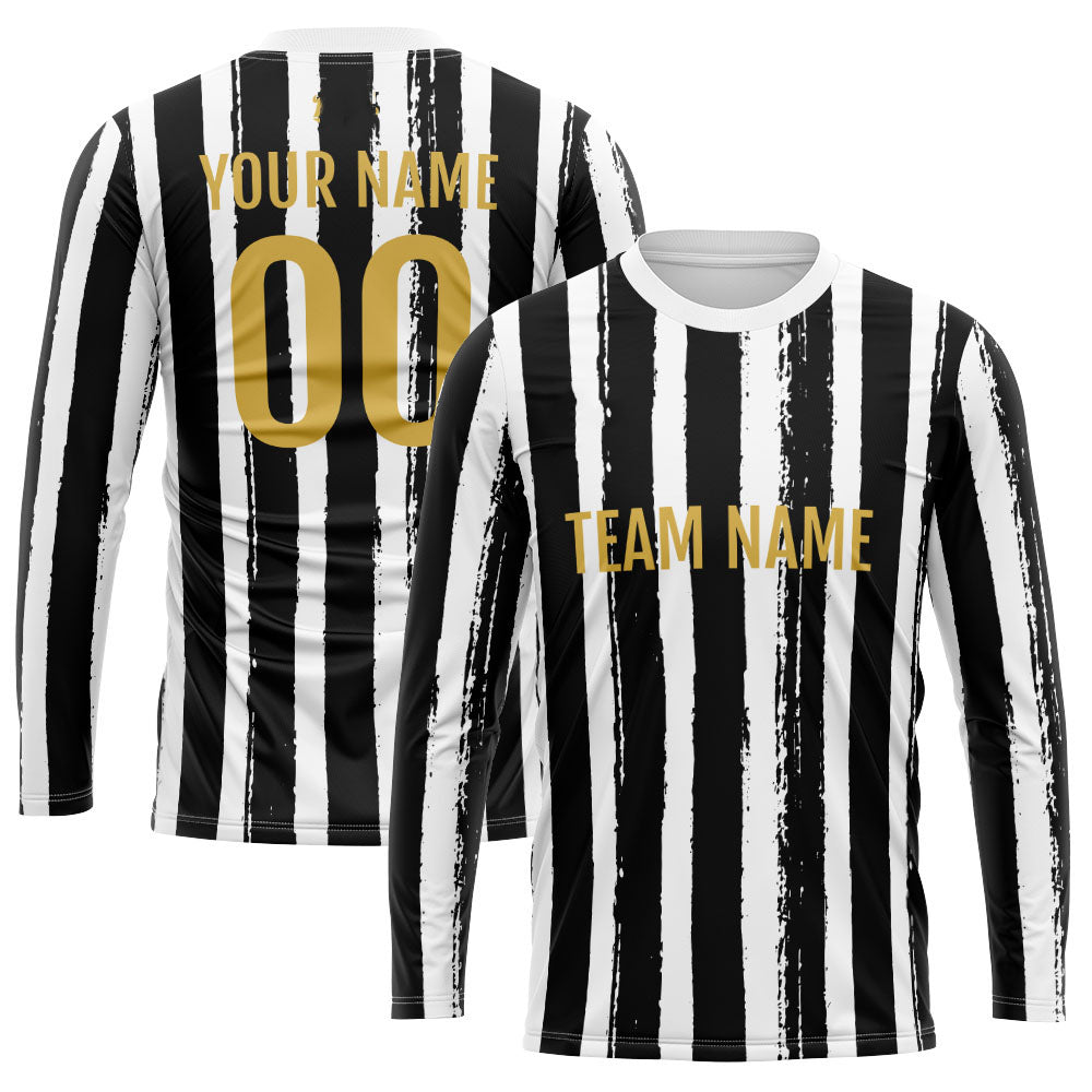 Custom Basketball Soccer Football Shooting Long T-Shirt for Adults and Kids Stripe-Black enthsush