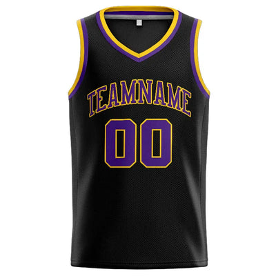 Custom Stitched Basketball Jersey for Men, Women And Kids Black-Purple-Yellow enthsush