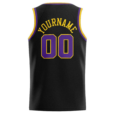 Custom Stitched Basketball Jersey for Men, Women And Kids Black-Purple-Yellow enthsush