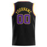 Custom Stitched Basketball Jersey for Men, Women And Kids Black-Purple-Yellow