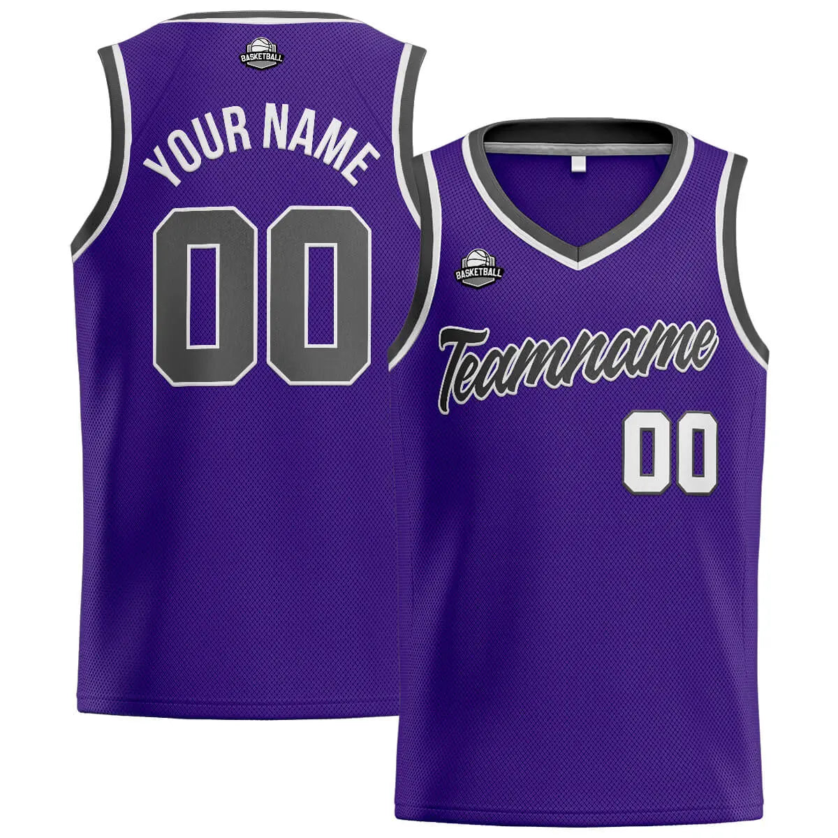 Custom Stitched Basketball Jersey for Men, Women  And Kids Purple-Dark Gray enthsush