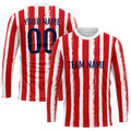 Custom Basketball Soccer Football Shooting Long T-Shirt for Adults and Kids Stripe-Red enthsush