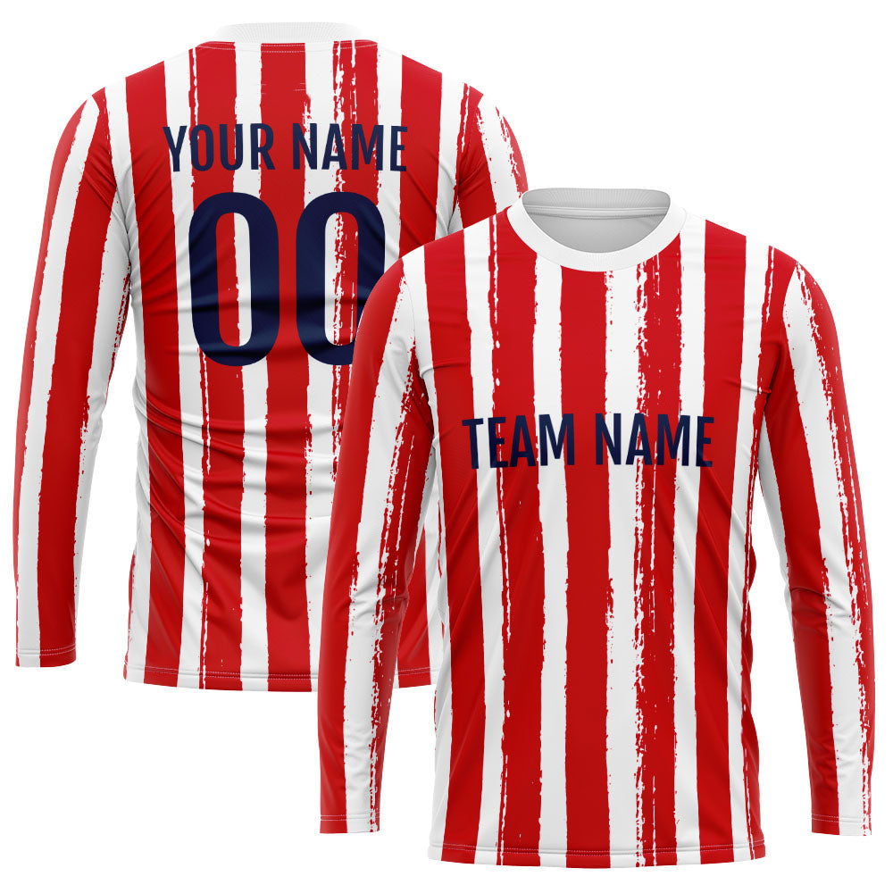 Custom Basketball Soccer Football Shooting Long T-Shirt for Adults and Kids Stripe-Red enthsush