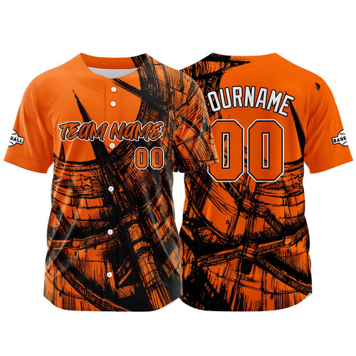 Custom Baseball Uniforms High-Quality for Adult Kids Optimized for Performance Staircase-Orange enthsush