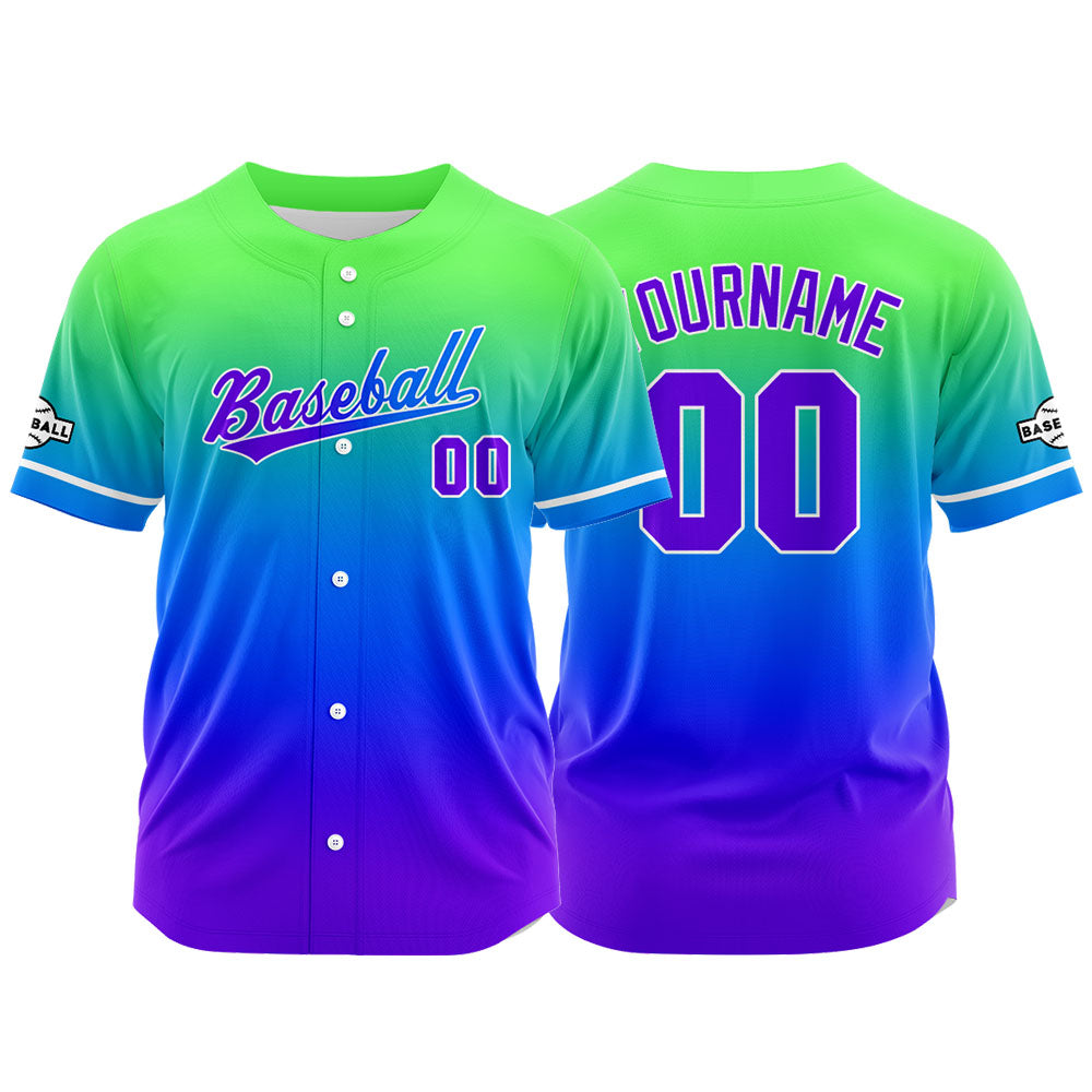 Custom Full Print Design Authentic Baseball Jersey purple-blue-green enthsush