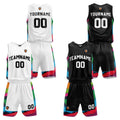 Custom White Black Reversible Basketball Suit for Adults and Kids Personalized Jersey enthsush