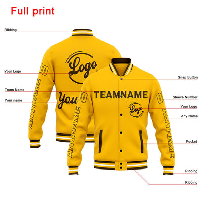 Custom Varsity Jacket Letterman jacket for Men, Women and Youth Brown Yellow enthsush