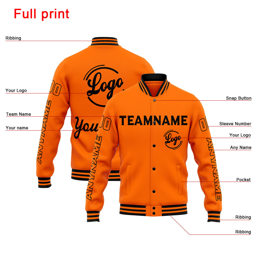 Custom Varsity Jacket Letterman jacket for Men, Women and Youth Orange enthsush