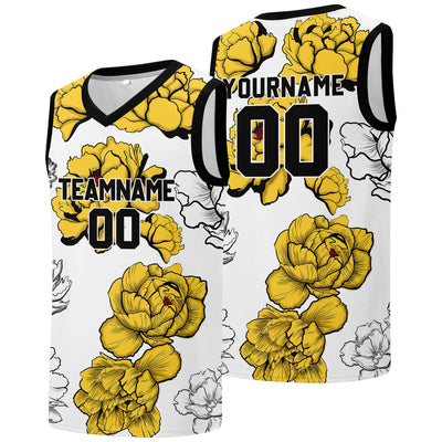 Custom basketball jersey for men and women. Stitched and printed name, number and logo Yellow enthsush