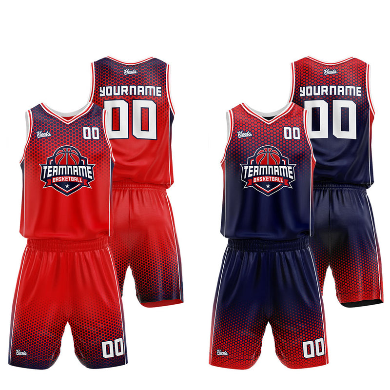Custom Basketball Jersey Uniform Suit Printed Your Logo Name Number Red-Navy