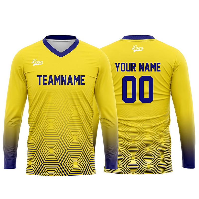 Custom Yellow Dark Blue Basketball Soccer Football Shooting Long T-Shirt for Adults and Kids