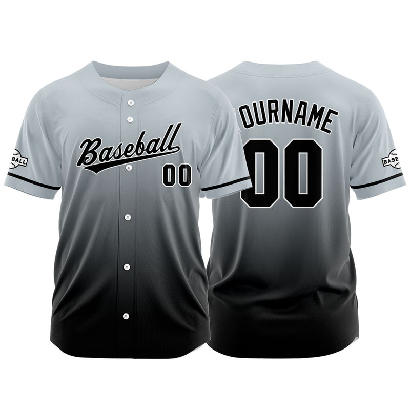 Custom Full Print Design Authentic Baseball Jersey black-gray