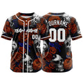 Custom Baseball Jersey Personalized Baseball Shirt for Men Women Kids Youth Teams Stitched and Print Rose Skull&Orange enthsush