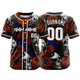 Custom Baseball Jersey Personalized Baseball Shirt for Men Women Kids Youth Teams Stitched and Print Rose Skull&Orange