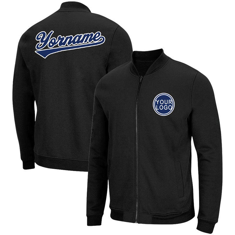 Custom Long Sleeve Windbreaker Jackets Uniform Printed Your Logo Name Number Black-Royal-White enthsush