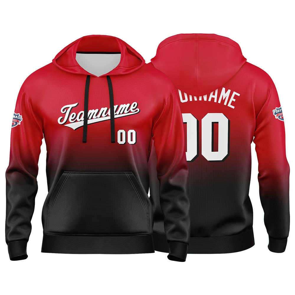 Custom Gradient Hoodie For Man Woman Girl Boy Print Your Logo Name Number Red Black White enthsush