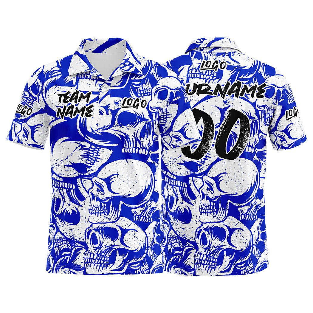 Custom Football Polo Shirts  Add Your Unique Logo/Name/Number Royal&White enthsush