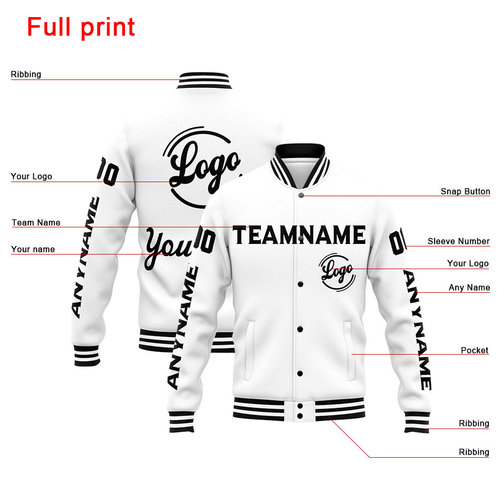 Custom Varsity Jacket Letterman jacket for Men, Women and Youth White enthsush