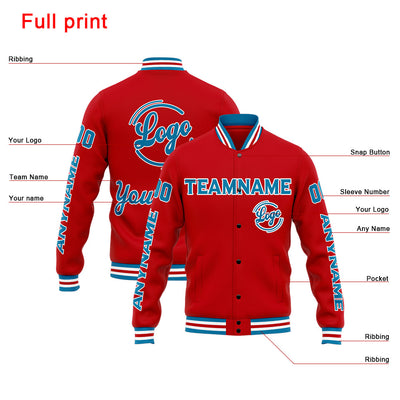 Custom Varsity Jacket Letterman jacket for Men, Women and Youth Blue Red enthsush