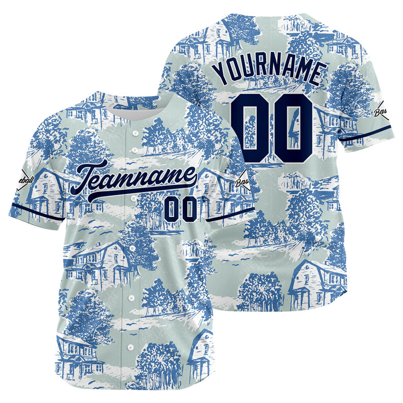 Custom Full Print Design Authentic Baseball Jersey blue