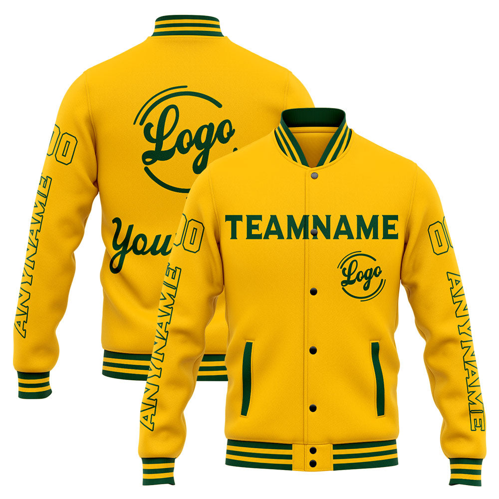 Custom Varsity Jacket Letterman jacket for Men, Women and Youth Green Yellow enthsush