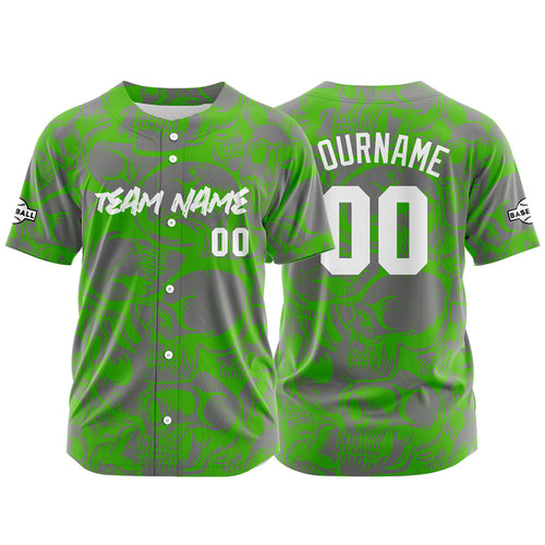 Custom Baseball Jersey Personalized Baseball Shirt for Men Women Kids Youth Teams Stitched and Print Green&Grey enthsush