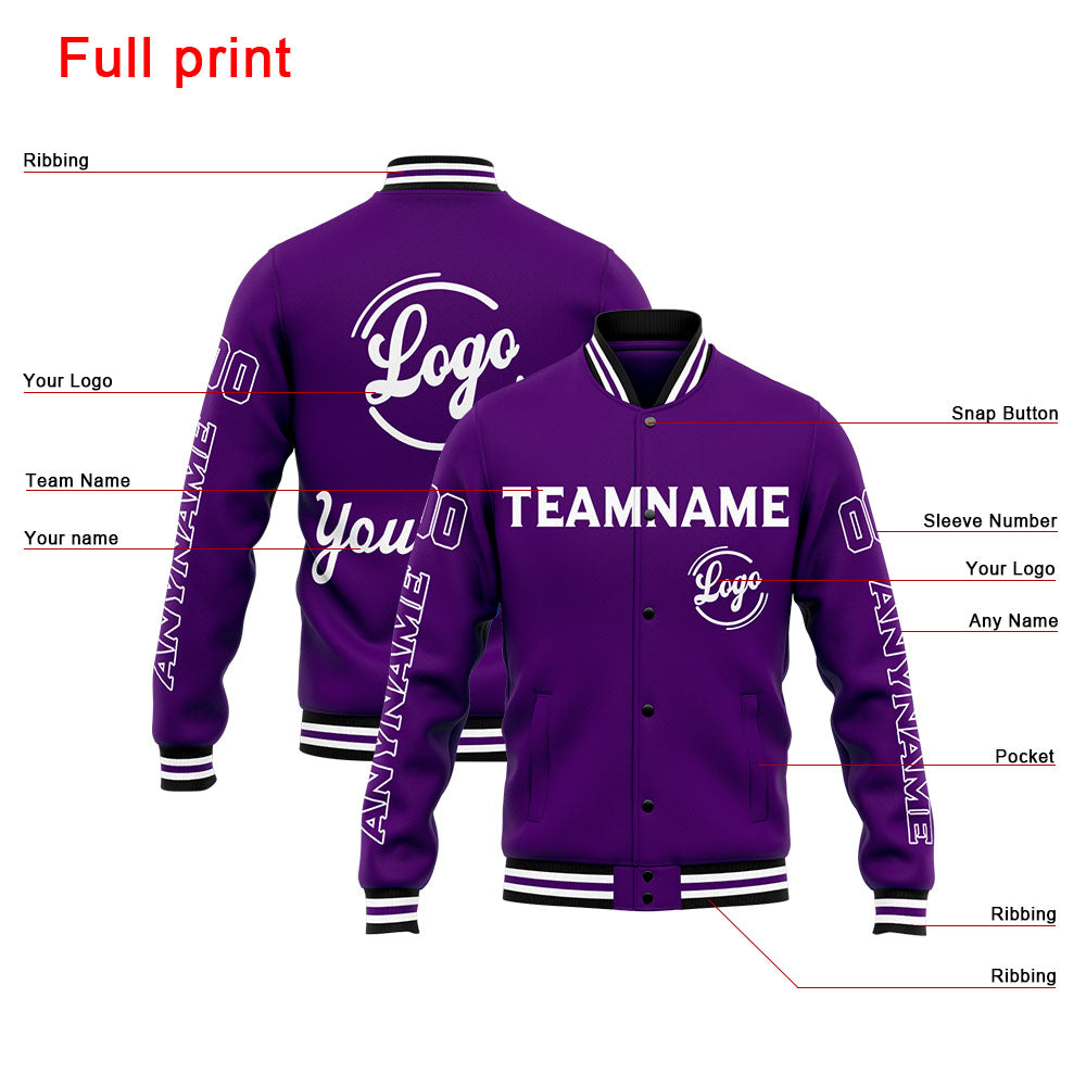 Custom Varsity Jacket Letterman jacket for Men, Women and Youth Purple enthsush
