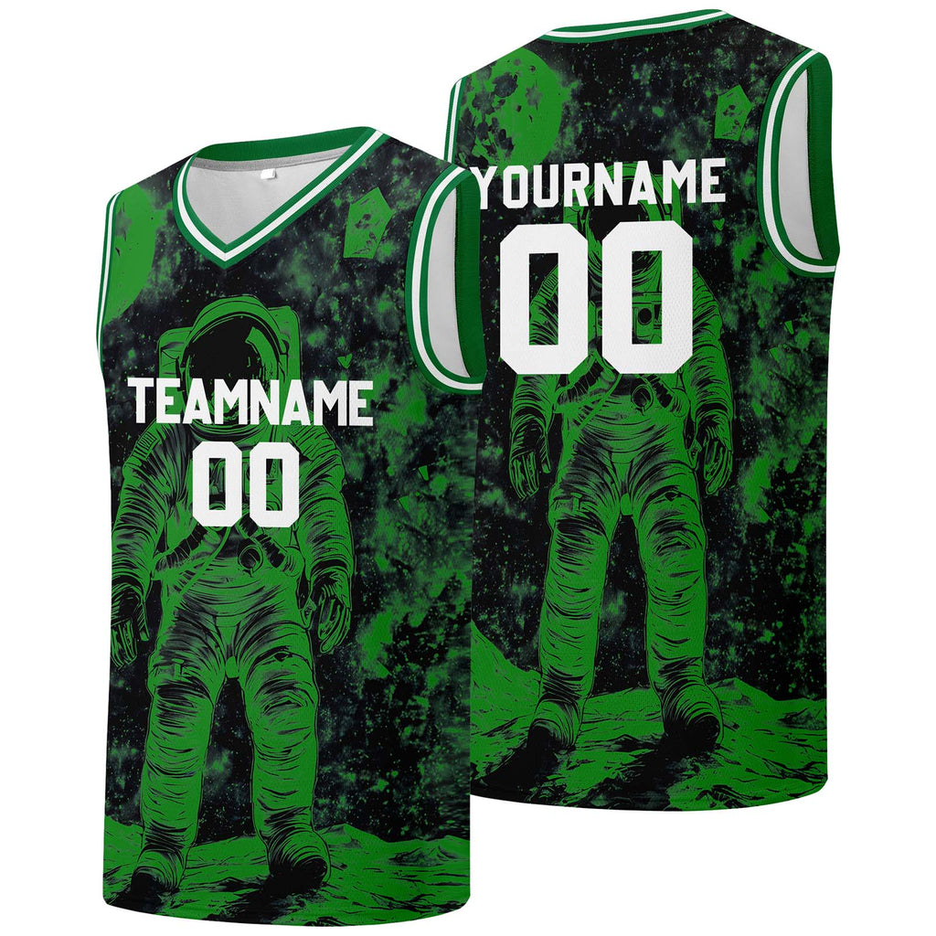 Custom basketball jersey for men and women. Stitched and printed name, number and logo Black&Green enthsush