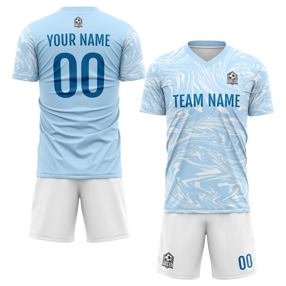 Custom Soccer Jerseys for Men Women Personalized Soccer Uniforms for Adult and Kid Light Blue-White enthsush