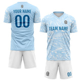 Custom Soccer Jerseys for Men Women Personalized Soccer Uniforms for Adult and Kid Light Blue-White