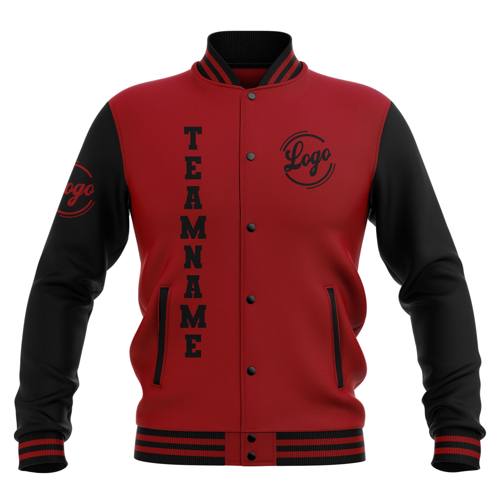 Custom Black Red Waterproof Varsity Jackets Personalized Stitched Name Number Logo to Letterman Jackets enthsush