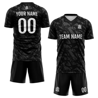 Custom Black Grey Soccer Jerseys for Men Women Personalized Soccer Uniforms for Adult and Kid enthsush