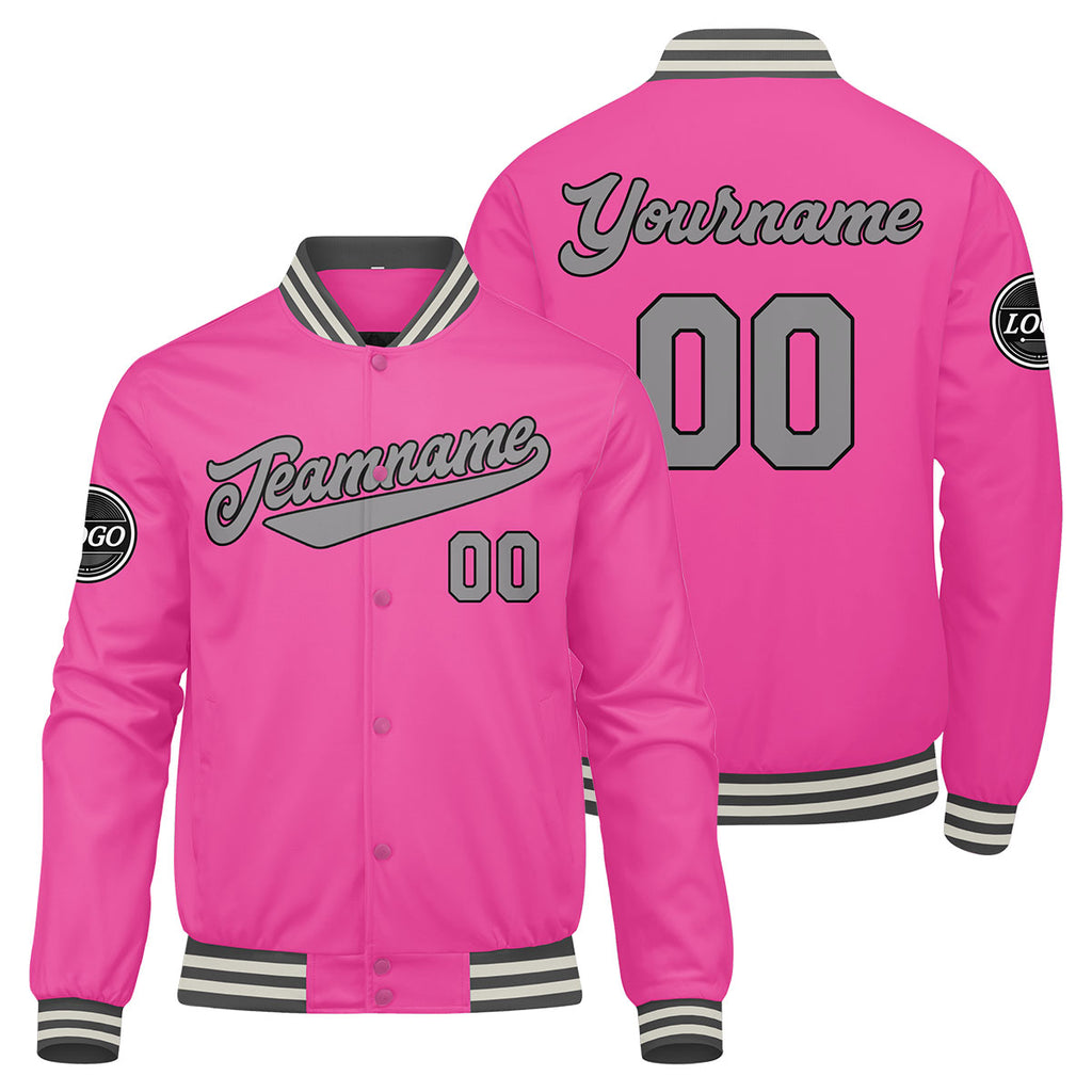 Custom Varsity Jacket Letterman jacket for Men, Women and Youth Pink enthsush