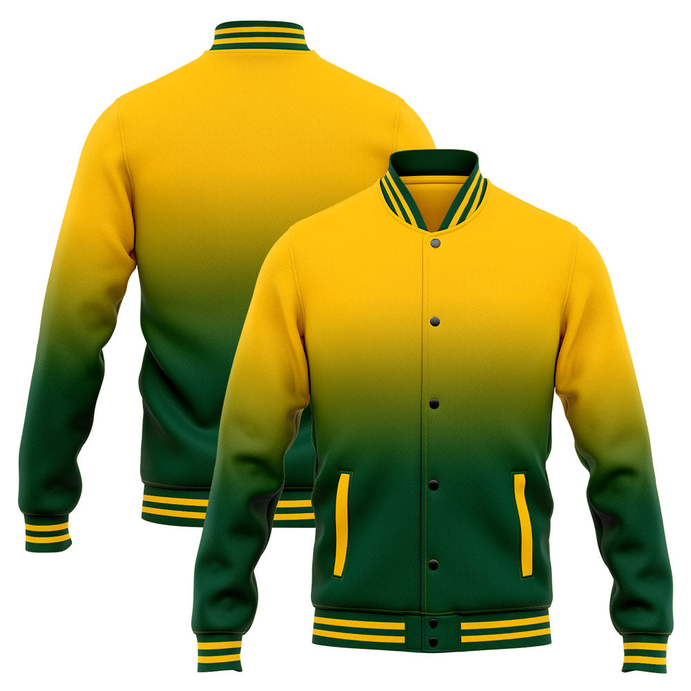 Custom Varsity Jacket Letterman jacket for Men, Women and Youth Green Yellow enthsush