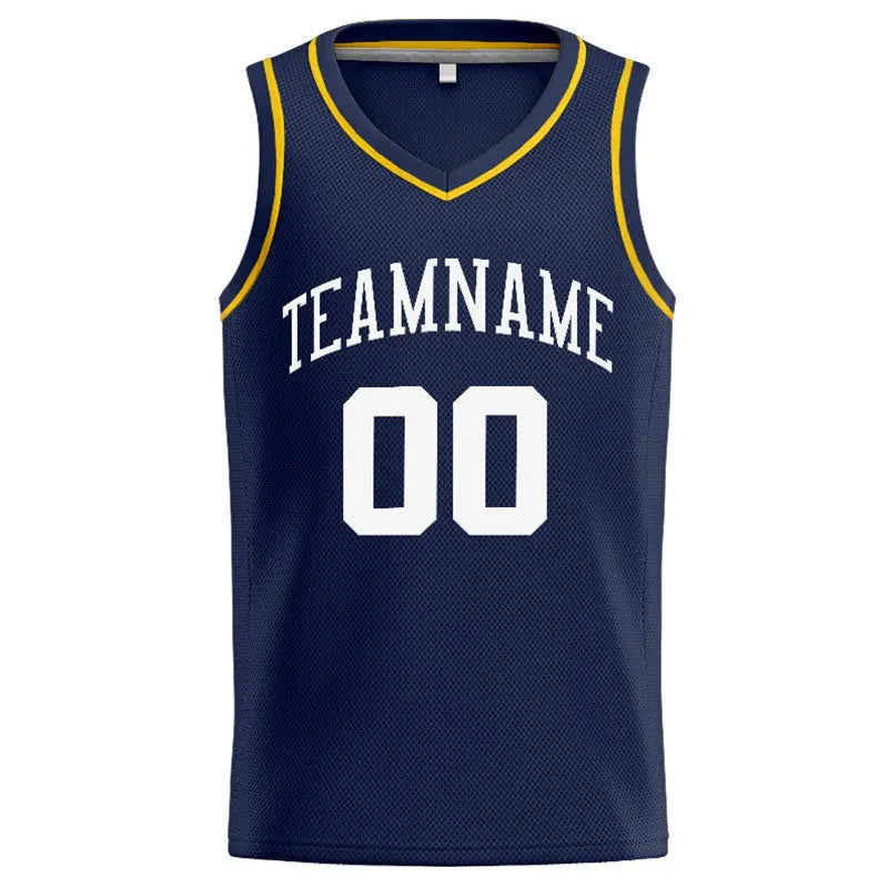 Custom Stitched Basketball Jersey for Men, Women And Kids Navy-White-Yellow enthsush
