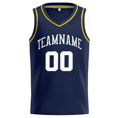 Custom Stitched Basketball Jersey for Men, Women And Kids Navy-White-Yellow enthsush