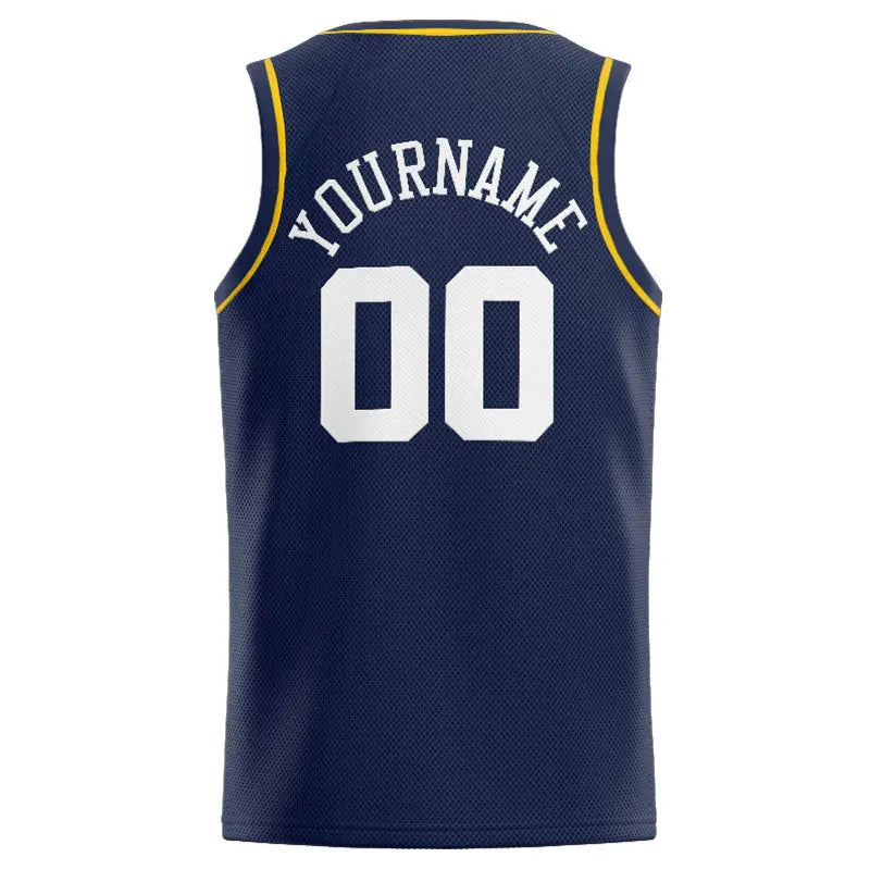 Custom Stitched Basketball Jersey for Men, Women And Kids Navy-White-Yellow enthsush
