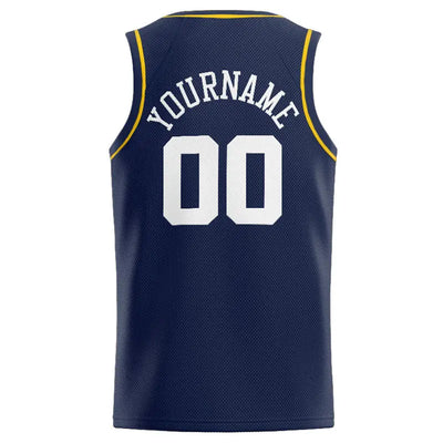 Custom Stitched Basketball Jersey for Men, Women And Kids Navy-White-Yellow enthsush