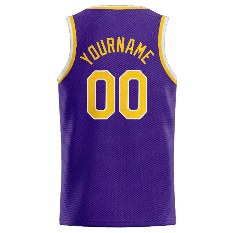 Custom Stitched Basketball Jersey for Men, Women And Kids Purple-Yellow-White enthsush