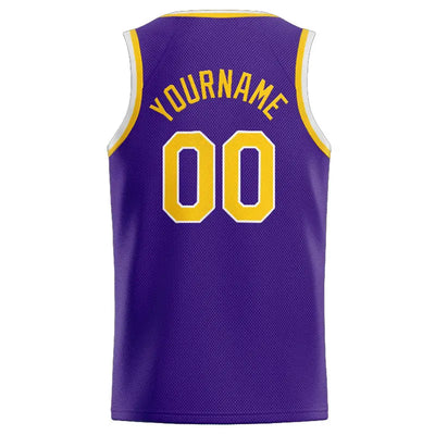 Custom Stitched Basketball Jersey for Men, Women And Kids Purple-Yellow-White enthsush