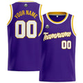 Custom Stitched Basketball Jersey for Men, Women  And Kids Purple-White-Yellow enthsush