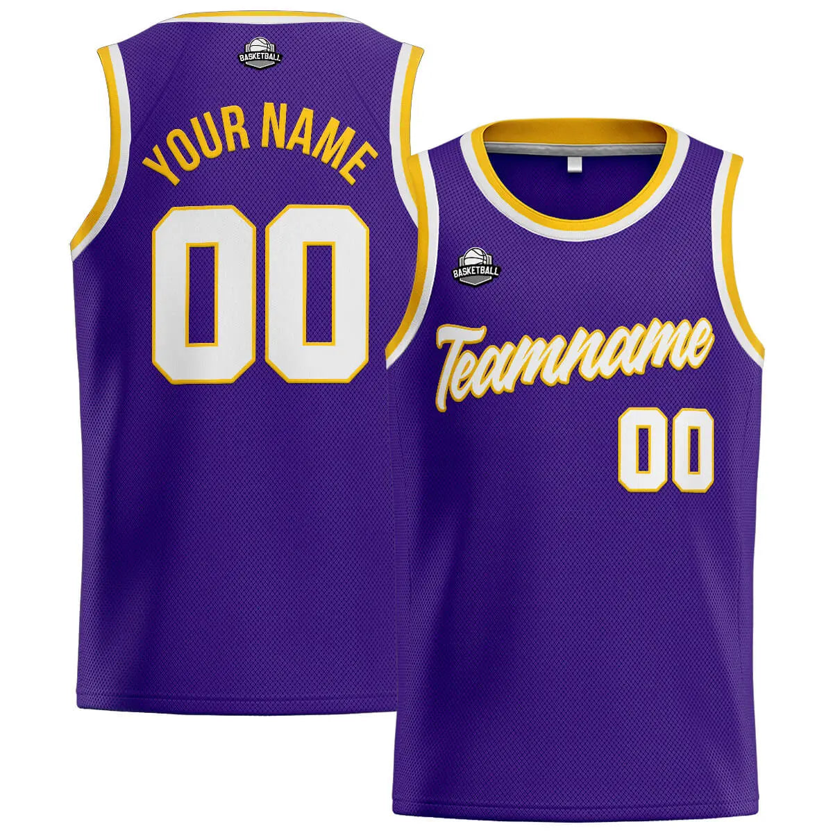 Custom Stitched Basketball Jersey for Men, Women  And Kids Purple-White-Yellow enthsush