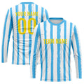 Custom Basketball Soccer Football Shooting Long T-Shirt for Adults and Kids Stripe-Light Blue enthsush