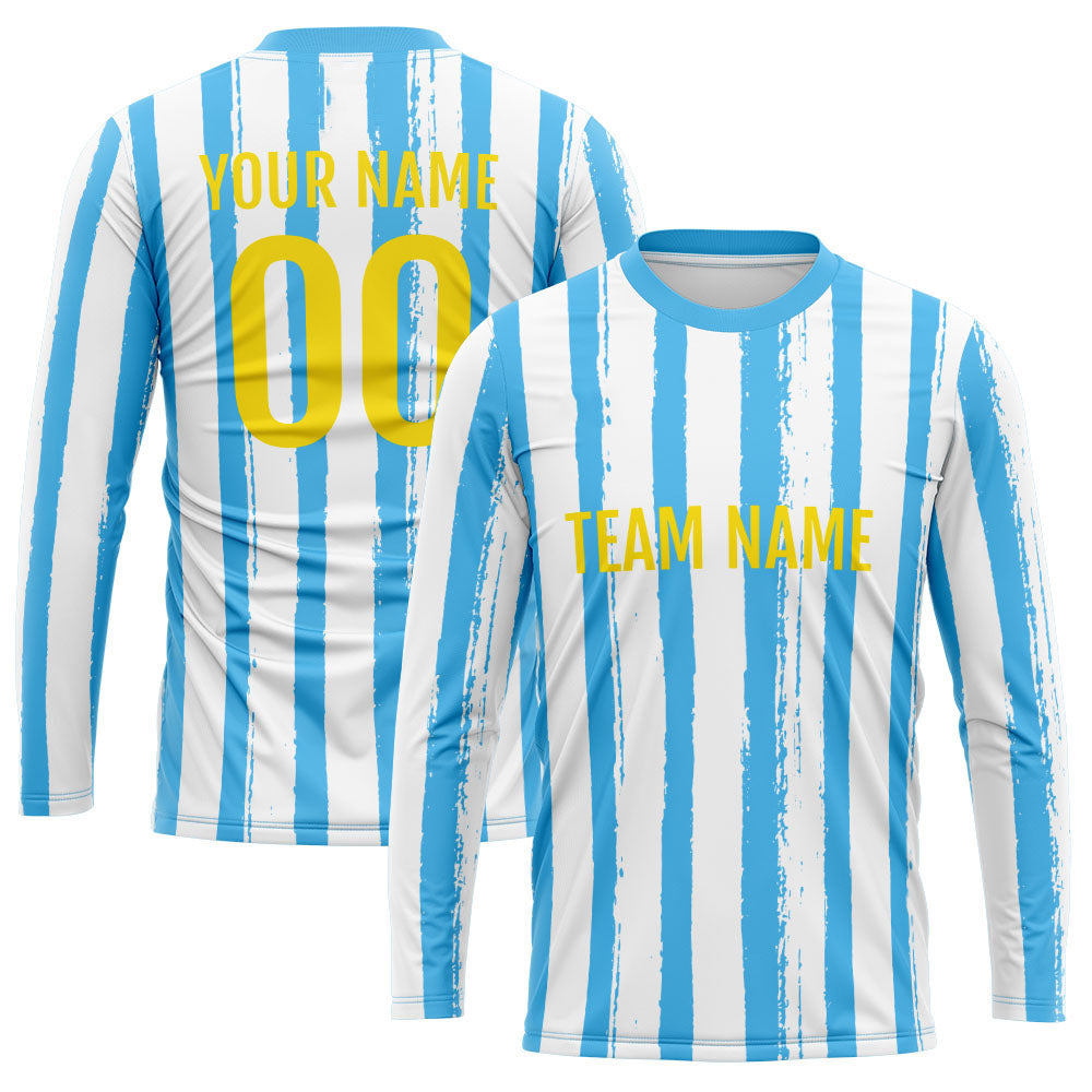 Custom Basketball Soccer Football Shooting Long T-Shirt for Adults and Kids Stripe-Light Blue enthsush