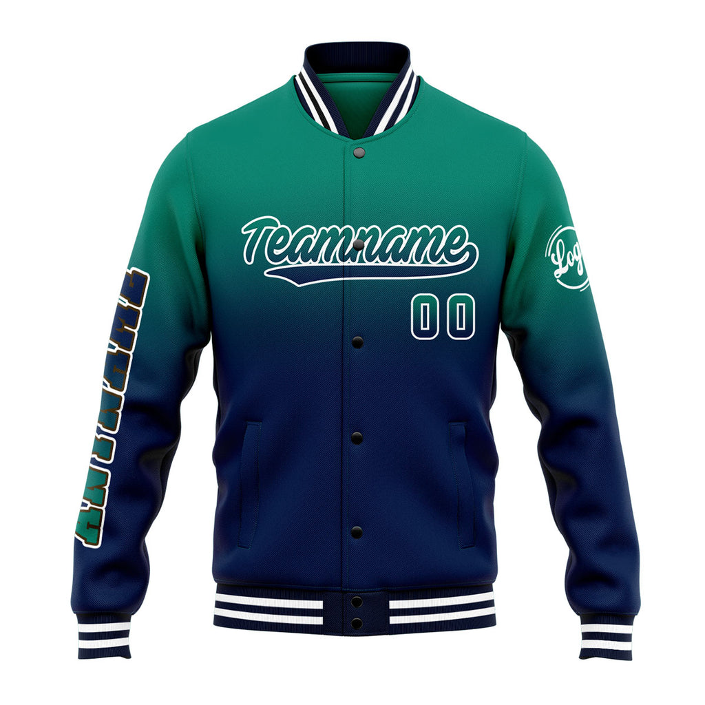 Custom Gradient Varsity Jacket Letterman jacket for Men, Women and Youth Green&Navy enthsush