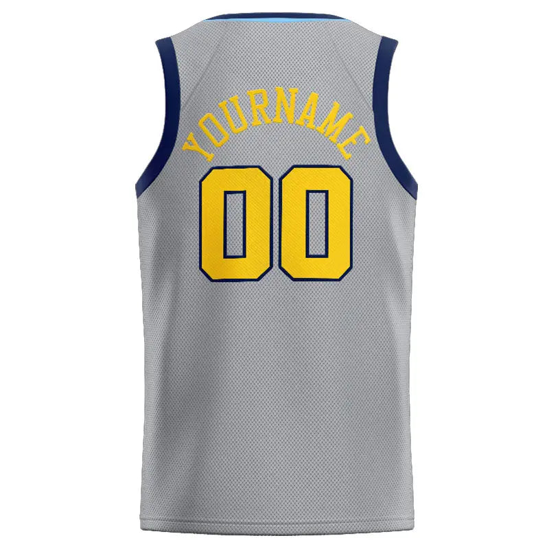 Custom Stitched Basketball Jersey for Men, Women And Kids Gray-Yellow-Navy enthsush